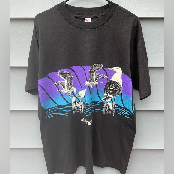 Textile Prints Other - Vintage Atlantic City Textile Prints T-Shirt / Seagulls / Single Stitch / 90s